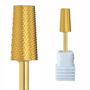 Custom Logo Tungsten Carbide Nail Drill Bits Volcano Remove Gel Polish Gold Tapered Barrel Nails Drill Bit