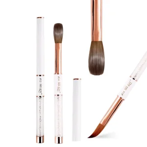 Custom Logo White and Rose Gold Handle Kolinsky Hair Nail Acrylic Brush
