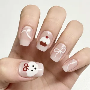 Custom Luxury Ballerina French Press Nails OEM ABS Artificial False Nails Art Decorations Square Pattern Short