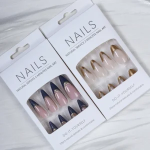 Custom NAILOOK 24pcs Long 3D French Stiletto ABS Full Cover Press Pre designed Artificial Nails Finger Application
