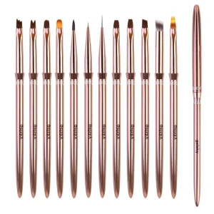 Custom Nail Brush Nail Art Ombre Brush Rose Gold Metal Handle Nail Gel Brush