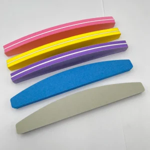 Custom Nail Files With Logo High Quality Pink Yellow Purple Blue Grey Halfmoon Nail File and Buffer