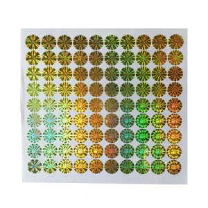 Custom PVC Adhesive Kiss Cut Sticker Sheet Waterproof Security Hologram Sticker Hot Stamping Gold Foil Logo Sticker