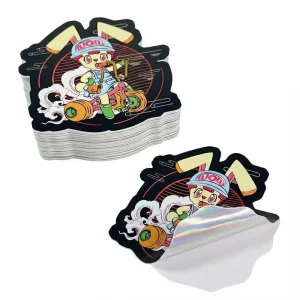 Custom Printed Die Cut Holographic Shredded Effect Cut Stickers Decorative Water Cup Stationery Cute Stickers
