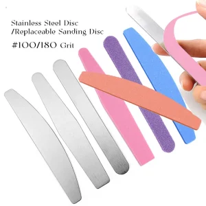 Custom Printed Disposable Nail File Set 1 Basis+10 Replace Stainless Steel Emery Boards 80 100 180 240 Grits for Nail Care