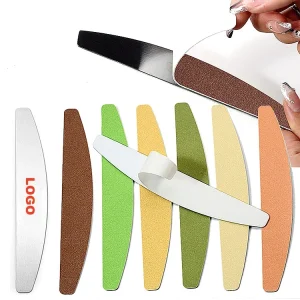 Custom Replaceable Metal Stainless Steel Nail File Nail Tools Grey Zebra Half Moon Nail Files 100 180