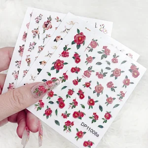 Custom Rose Flowers Nail Art Stickers Luxury Nail Charms Accessories 3D Design Foil Stamping New Year Nail Stickers Decals