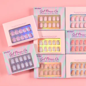 Custom Soft Gel Press on Nails with Glue Short Almond Square French Tip Acrylic Nails Private Label Fake False Nails Press on