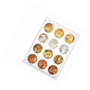 Custom logo DIY Gold Silver Colorful Nails Foil Flakes 3D Stickers Pattern Nail Decals Foil Paper Kit Nail Art Stickers
