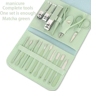 Custom logo Professional Pedicure Kit Manicure Set Nail Care Tools 12/16pcs Stainless Steel Nail Clippers Tools for Manicure