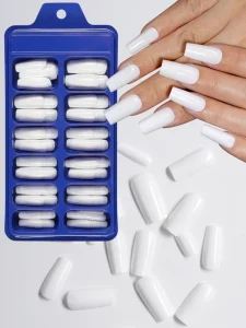 Custom made Medium square Press on Nails White 120 Pieces Full size Adaptation Popular Item