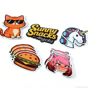 Custom sized Vinyl Cartoon Die cut Stickers High gloss Waterproof Holographic Self adhesive Cartoon Stickers