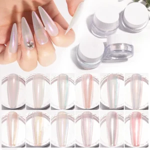 Customizable Chrome Laser Nail Powder Glossy Pearl Diamond Star River Aurora Light Color Metallic Mirror Glitter Acrylic Powder