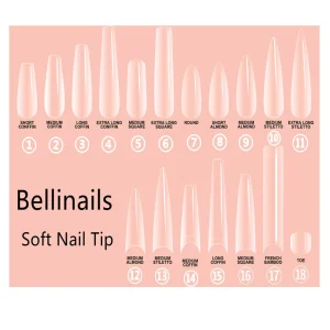 Customize Brand Long Coffin 550pcs Box Tapered clear Soft Gel Full Cover Nails Extension Press on Nail Tips