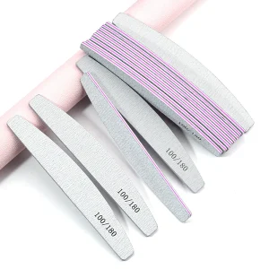 Customize Grey Nail Files 100 180 Grit Square Halfmoon Strong Sandpaper Nail Supplies for Professional Manicure Accessories Tool