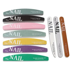 Customized 100 120 150 180 240 Nail File Buffer Nail File Set Professional Nail Polisher Washable Double Sided