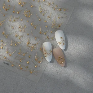 Customized 3D French Manicure Decal DIY Accessories Art Gold Star Moon Metallic Galaxy Foil Nail Sticker Non Toxic Fashionable