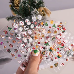 Customized 5D/3D Christmas Self-Adhesive Nail Stickers New DIY Manicure Decal Decorations Art Product