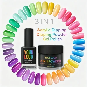 Customized Brands Nail Beauty Supply Private Label Clear Acrylic Powder 3 in 1 Dipping Acrylic Powder