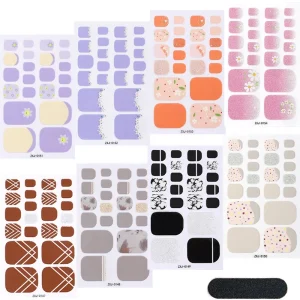 Customized Colorful 3D Metal Foil Toe Nail Stickers Wraps
