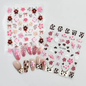Customized DIY 5D/3D Flower Self-Adhesive Nail Stickers Manicure Decal Decorations with Art