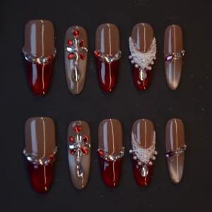 Customized False Nails New Fashion High Quality3D Pearl Luxury Press on Nails Acrylic Artificial Gel Art Nails