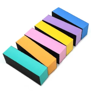 Customized Logo 4 Sides Professional Nail Buffer File Block EVA Sponge Black Sand 3 Ways Sanding Block Manicure Tools Nail Files