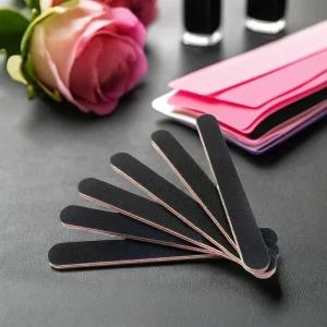 Customized Logo Sponge Nail File with Double Sided Design Straight Pattern 80 320 Grit for Nail Art