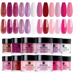 Customized Nail Beauty Supply 12 Colors Nail Powder Set for Manicure Soaking Colorful Fast Dry Nail Acrylic Powder Kit