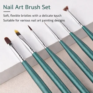 Customized Premium Nylon Bristle Non Slip Aluminum Handle Nail Brush for Gel Nail Extension Manicure Nail Art