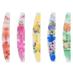 Customized Printed logo Nail File 80 100 180 Double Size Emery Board Half Moon Flower Nail Buffer Zebra Nail Art File