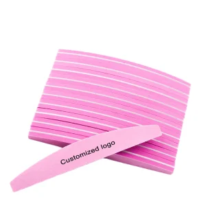 Customized Professional Disposable Nail File 100 180 Grit Double Sided Sponge Manicure Nail Buffer Half Moon Shapes