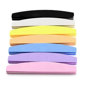 Customized Professional Reusable Nail Buffer Block 100 180 Double Sided Half Moon Shapes Polishing Block for Nail