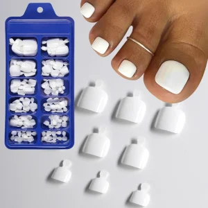 Customized Square Press On Nails 120 Pieces Black and White Toenails