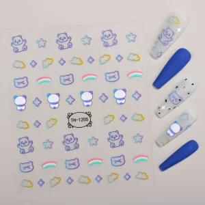 Cute Animal China Giant Panda Heart Nail Sticker 3D Waterproof Made Plastic for Spring Summer Autumn New Design Cartoon Nail