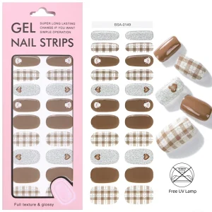 Cute Dog Design Free UV 3D Soft Gel Nail Strips Instant DIY Free Nail Strips For Dogs Classic Stripe Coffee Design