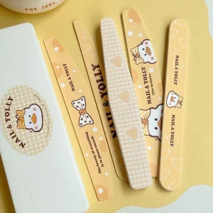 Cute Duck Pattern Nail File Set – 5pcs Professional Manicure Tools – Double Sided Grit Nail Buffer & File Kit for Salon