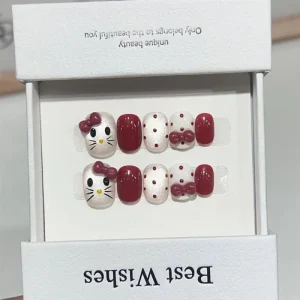 Cute Eye Red Festival Detachable Tips Acrylic Handmade Press on Nails