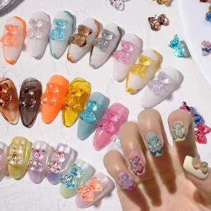 Cute Gummy Bear 3D Nail Art Decorations Fashion Polish UV Gel DIY Ornaments Random Color Manicure Accessories