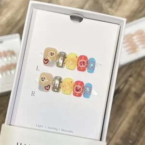 Cute Hand Painted Cartoon Short Acrylic Handmade Press on Nails