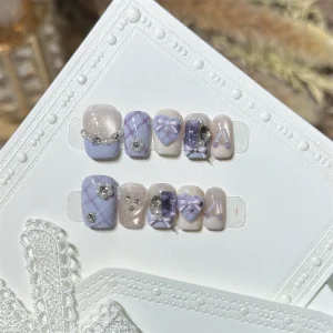 Cute Ins Style Pearl Zircon Heart Shaped Nail Art Short Wearable Nail Pieces