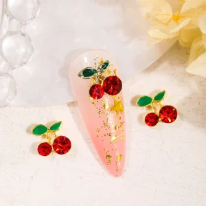 Cute Nail Accessories Cherry Nail Art Rhinestones Women Beauty Decorations Nail Charm Rhinestone in Bulk