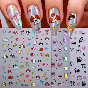 Cute Nail Stickers Luxury Retro Nail Art Decoration Shiny Waterproof BPA Free PET Paper Nail Art Stickers Decals
