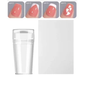 Cylindrical Acrylic Nail Stamp 2Pcs French Tip Tool Kit Replacement Stampers Scrapers Nail Art Printing Home DIY Salon