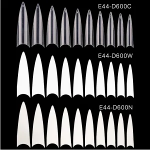 D601A Promotional Oem Lower Price Tapered square Curve Nail Tips logo 600pcs Full Cover French Coffin Non C Curve Nail Tips