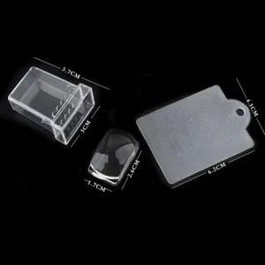 DIY Art Nail Transfer Stamper Tools Rectangle Transparent Silicone Stamper Seal with Scraper