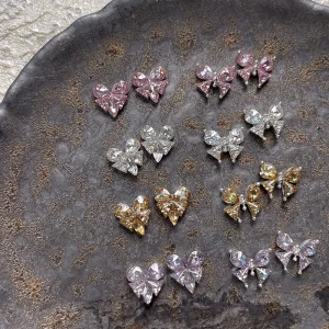 DIY French Manicure Rhinestones Elegant 3D Sparkling Zircon Butterfly & Heart Love Diamonds for Nail Art