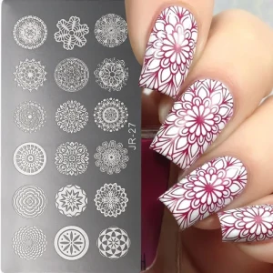 DIY French Nail Art Stamping Plate Stainless Steel Manicure Tool Plant Steel Nail Stencil