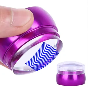 DIY Metal Handle Clear Jelly Silicone Nail Art Stamper with Scraper for Stamping Polish Print Manicure Image Tool