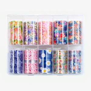 DIY Nail Art Flower Starry Sky Nail Stickers Decals Colorful Oil Nail Art Transfer Foil Roll Stickers